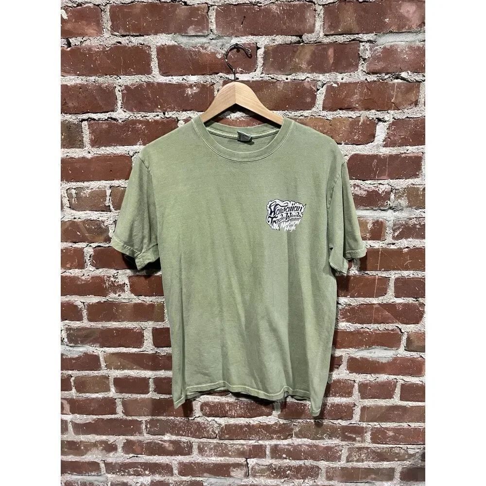 Vintage Crazy Shirts Mens Green Short Sleeve Smoking Graphic T-shirt Size Medium
